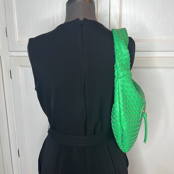 ⚡️SONDRA ROBERTS SQUARED springtime Jade Green woven weave Knot bag purse EUC - Picture 4 of 16